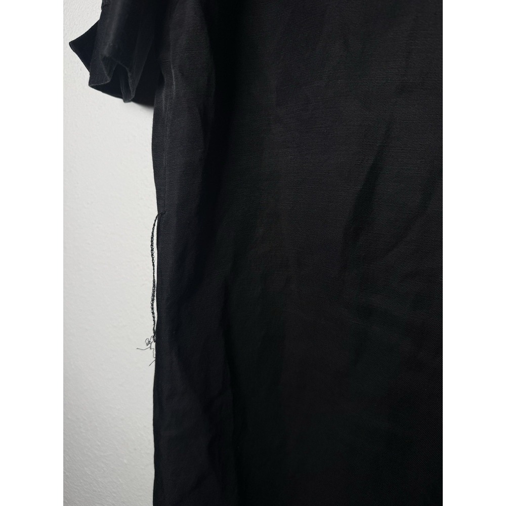 Sandro Paris Kunga Women's‎ Black Snap Front Viscose Linen Dress Size 40/LG - Picture 12 of 13
